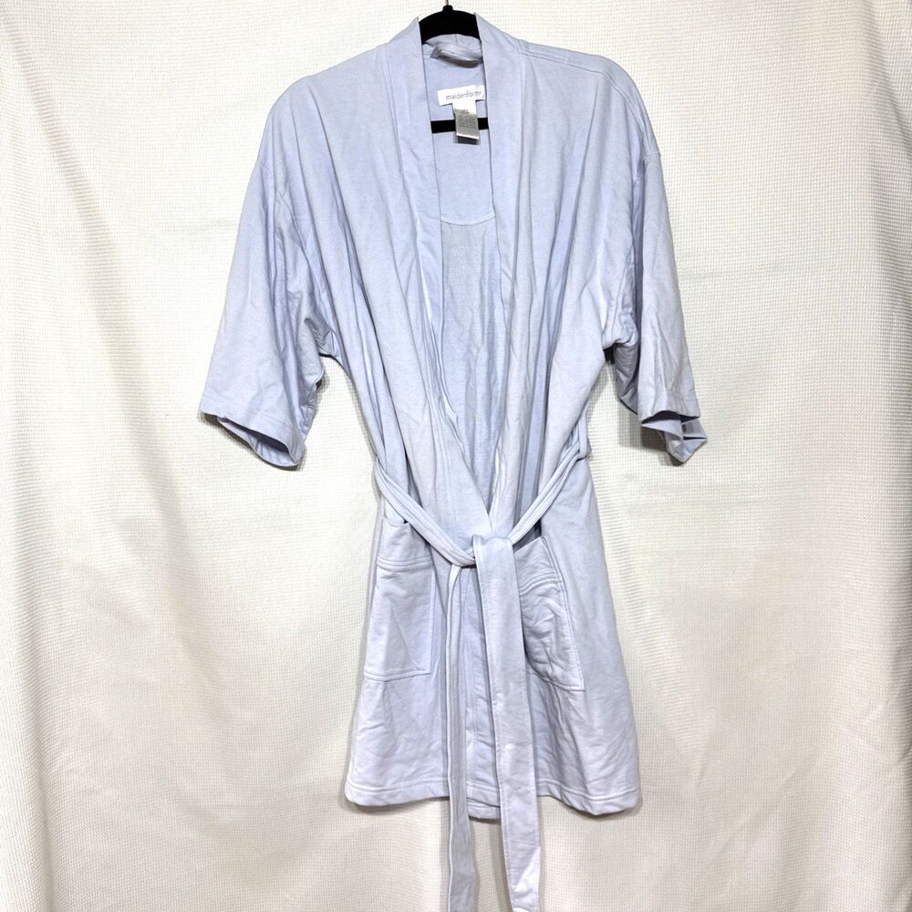 Maidenform 3/4 Sleeve Poly / Cotton Woman's Kimono-Style Pocket Belted Wrap Robe